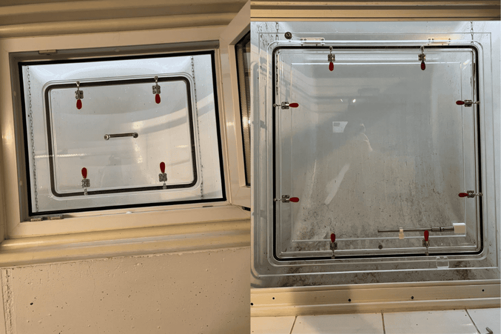 Gegenüberstellung Acrylschott Kipp- und Herausnehmbareluke.