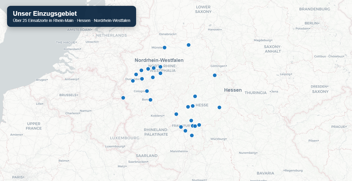 Einzugsgebiet ProtectMyHaus: Rhein-Main, Hessen und Nordrhein-Westfalen